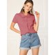 thumbnail image 3 of Camisa de Manga Corta Allegra K con Botones y cuello Peter Pan Rosa Sandía M, 3 of 6