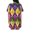 thumbnail image 3 of Bingfone Mardi Gras4 Print Pajamas Sets for Women Soft Short-Sleeved Pjs with Lounge Shorts Two Piece Sleepwear, 3 of 8