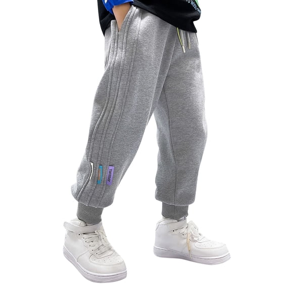 Uniform Pants for Girls Boys Pants Boys Sweatpants Athletic Joggers for Kids with Zipper Pocket Comfort Fits Everyday Wear Grey 3-4 Years
