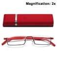 thumbnail image 1 of Gafas transparentes Gafas de lectura de medio marco para hombres y mujeres Lectores de computadora livianos con caja de espejo portátil Ormromra 222453-4, 1 of 1