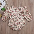 thumbnail image 3 of Diconna Infant Baby Girl Casual Jumpsuit, Floral Pattern Ruffles Romper, 3 of 6