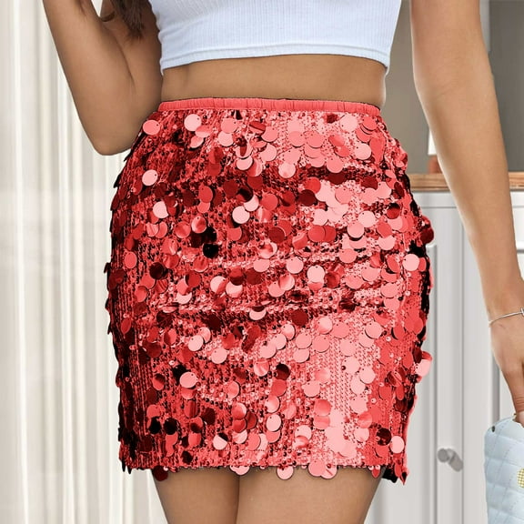 Women’s Sequin Skirt Stretchy Bodycon Night Out Party Mini Skirt Full Size Bed Skirt Cute Skirts Long Pencil Skirts for Women Denim Ruffle Skirt Bikini Skirt Pleated Skirts for Women plus Size