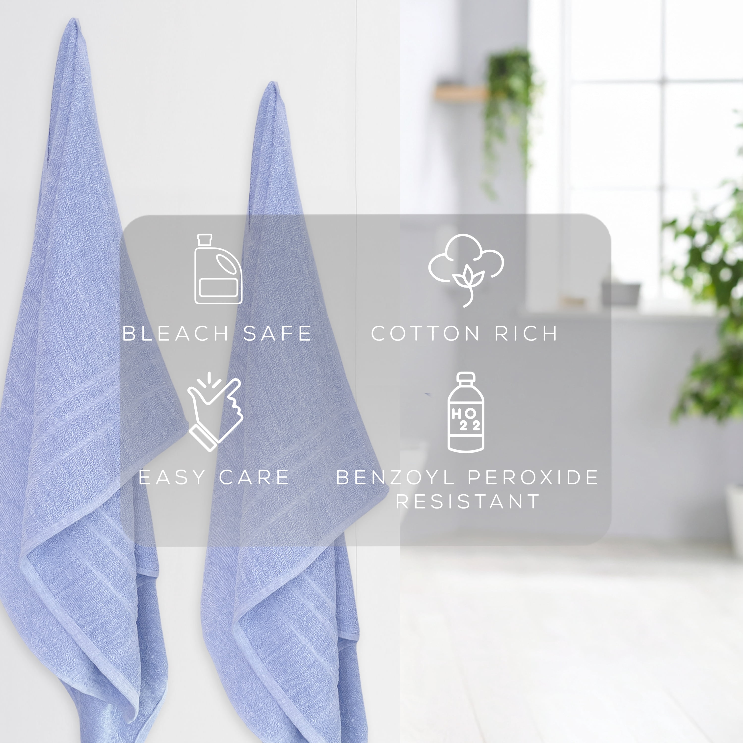 True Hue Bleach Safe Bath Towel, Blue