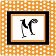 thumbnail image 1 of Carolines Treasures CJ1033-MFC Set of 4 Monogram - Orange Polkadots Foam Coasters Initial Letter M, 1 of 3