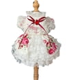 thumbnail image 1 of Vestido de princesa de encaje de algodón hecho a mano para perros pequeños y medianos, ropa de moda de alta gama con estampado de flores, lazo de cristal, caniche, 1 of 7