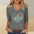 thumbnail image 2 of CONZONE Women's T-Shirts 3/4 Sleeve T-Shirts for Women Trendy Graphic Soft Loose Fit 2026 Fashion Tops for Lady, 2 of 4