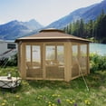 thumbnail image 3 of 13 x 13 Ft Pop Up Hexagonal Gazebo, Outdoor Canopy Shelter, Pop up Gazebos Tent with Netting and Strong Steel Frame for Patio Lawn Backyard and Deck, 3 of 7