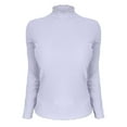 thumbnail image 4 of Posijego Womens Long Sleeve T Shirt Ruffle Mock Neck Ribbed Knit Basic Top Plus Size Basic Tee Shirts, 4 of 5