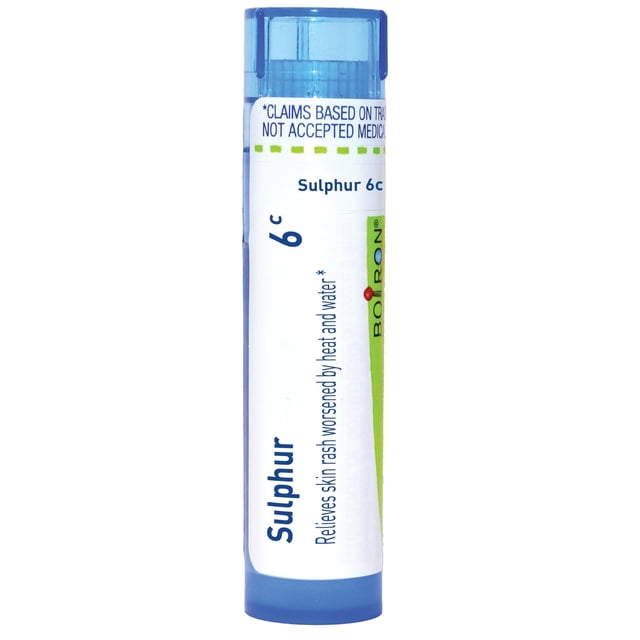Medicamento homeopático Boiron Sulphur 6C para erupciones cutáneas, 80 gránulos