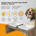 thumbnail image 3 of Bowsers Artisan Diner Double Dog Feeder - Handcrafted Rubberwood Frame with Square Ceramic Bowls Feeder for Dogs - Walnut, Medium, 22" x 10" x 6", 3 of 9