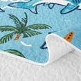 thumbnail image 5 of meiyoeat Beach Vacation Shark Starfish Twin Quilt Set for Boys Girls, Summer Palm Tree Twin Coverlet Set, Blue, 2pcs, 5 of 7