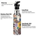 thumbnail image 3 of Yayeee 20oz Insulated Water Bottle Double Wall Stainless Steel with Flip Straw Lid, Colorful Flowers, 3 of 7