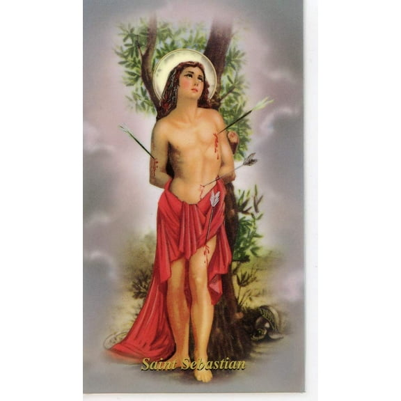 Prayer to St. Sebastian holy card - laminated - Pack of 25