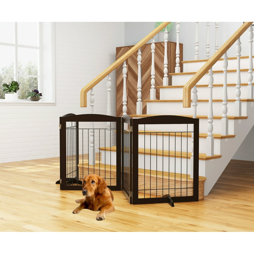 Pawland Extra Wide Freestanding Foldable Dog Gate, 4 Panels, 96"L
