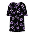 thumbnail image 5 of Xysaqa Plus Size Womens Tops Floral Printed Short Sleeves Tunic Blouses Summer Crewneck Pleated Loose Casual T Shirts 3X 4X 5X, 5 of 6