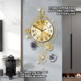thumbnail image 4 of Elegant Metal Wall Clock with Pendulum and Gold and Gray Leaves, Modern Non-Walking Silent Metal Wall Clock, 4 of 8