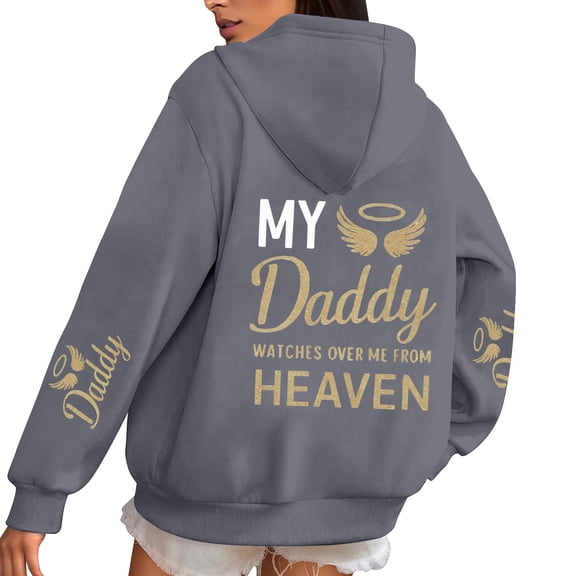Bibifish Womens Drawstring Hoodies With Letter Print Angel Wing Sleeve Hoodies With Pocket Oversized Fit Casual Memorial Daily Wear Hoodies