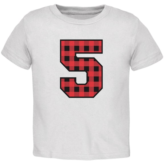 Birthday Kid Lumberjack Plaid 5 5th Fifth Toddler T Shirt White 2T