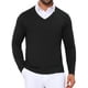 thumbnail image 1 of SUÉTER DE PULLOVER DE PUNTO DE COLOR SÓLIDO DE MANGA LARGA CON CUELLO EN V PARA HOMBRE CHIC INSPIRADOR TAMAÑO S NEGRO, 1 of 5