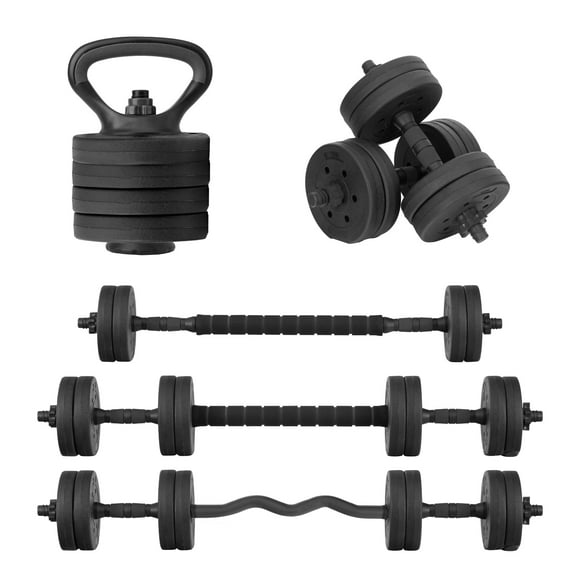 Mancuerna con Peso Ajustable Altera  ALT-N15 C/ Discos de Cemento Intercambiables Mas Pesa Rusa 15Kg