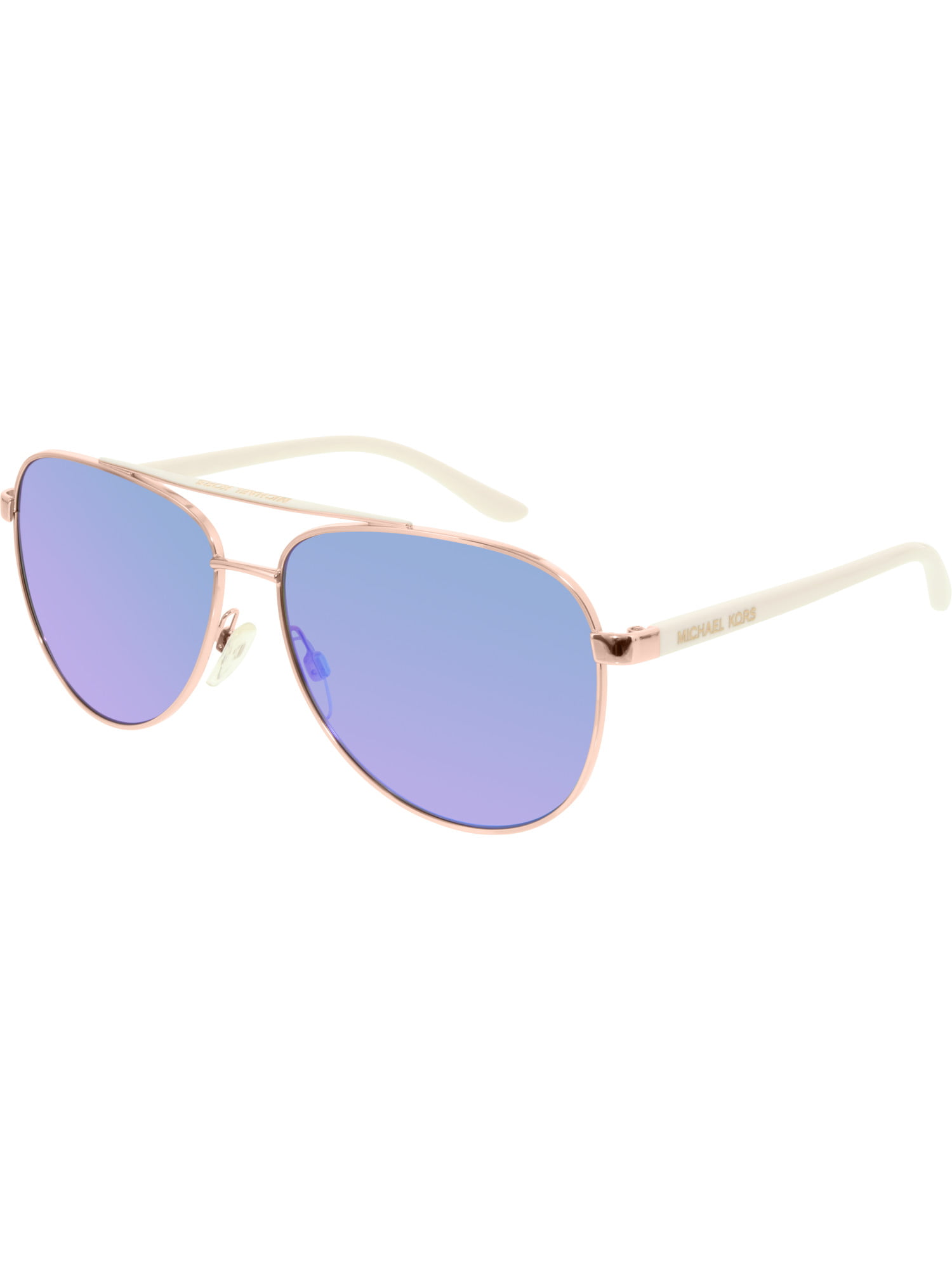 Michael Kors Women S Mirrored Hvar Mk5007 104525 59 Rose Gold Aviator Sunglasses