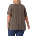 thumbnail image 4 of DARING DIVA Women's Plus Crew Neck Loose Fit T Shirt with Pocket Casual 4X Coffee, 4 of 6