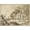 thumbnail image 3 of Tiberius Dominikus Wocher 18x14 Black Modern Framed Museum Art Print Titled - Landscape with Children in Oriental Costume (1773), 3 of 5