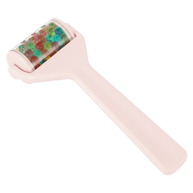 1 Pc Rodillo Facial Portátil para Mujeres para Salón de Belleza Vacaciones Baño Viaje ABS PE Perlas de Hielo Rosa