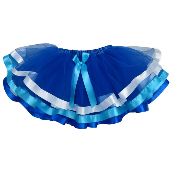 Wenchoice Royal Blue Light Blue White Ribbon Trim Tutu Girl'S L(5Y-6Y)