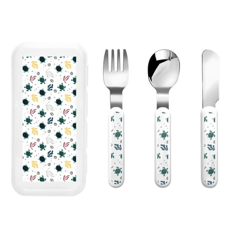 

Rateoe Turtles And Corals for Stainless Steel Kids Silverware Set - Child and Toddler Safe Flatware - Children s Knife Fork And Spoon Set