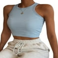 thumbnail image 2 of EIMELI Débardeur Côtelé d'Été pour Femmes et Filles Couleur Unie Col Rond Sans Manches Crop Top, 2 of 6