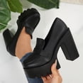 thumbnail image 6 of Gpaecead Women Platform Chunky Heel Shoes Round Toe Solid Color Faux Leather Summer Outdoor Non Slip Hight Heel Comfort Shoes, Black, 6 of 6