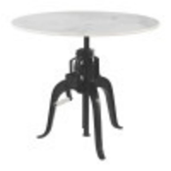 Mufid Bistro Table White & Black Dining Table, Modern Style, Natural Marble round shape tabletop, MDF, Indoor Dining