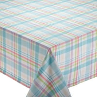 Design Imports Easter Basket Plaid Kitchen Tablecloth, 52"x52" , 100% Cotton, Multiple Colors by Dii