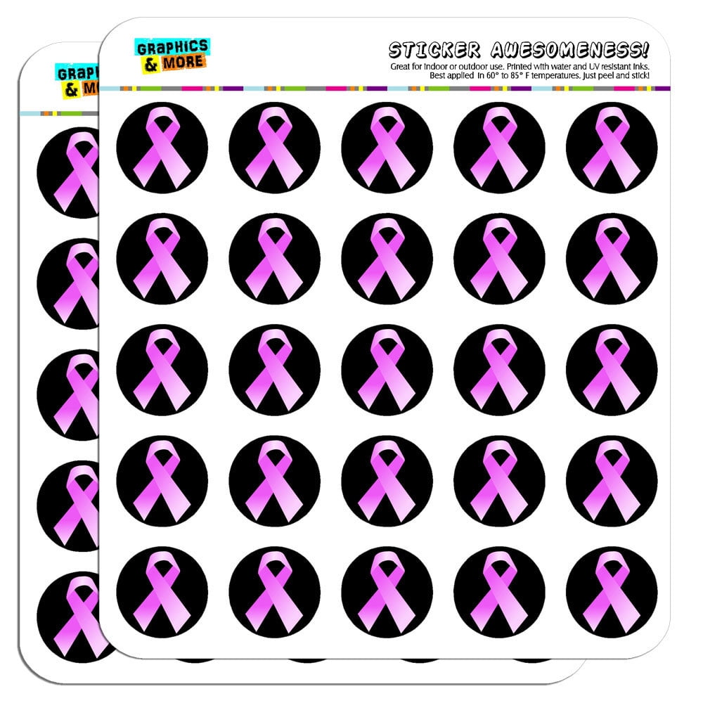 Breast Cancer Pink Ribbon on Black 1' Scrapbooking Crafting Stickers