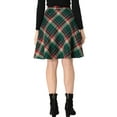 thumbnail image 4 of INSPIRE CHIC Women's Skirt Elastic Waist Knee Length Worsted A Line Skirt L Green Red, 4 of 7
