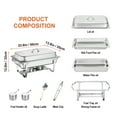 thumbnail image 4 of VEVOR Chafing Dish Buffet Set,8 Qt 4 Pack, Stainless Chafer with 4 Full Size Pans, Rectangle Catering Warmer Server with Lid Water Pan Folding Stand Fuel Tray Holder Spoon Clip, 4 of 10