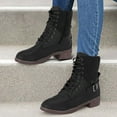 thumbnail image 2 of B91xZ Womens Cowboy Boots Exterior Zip Flat Ankle Boot,Black 7.5, 2 of 4