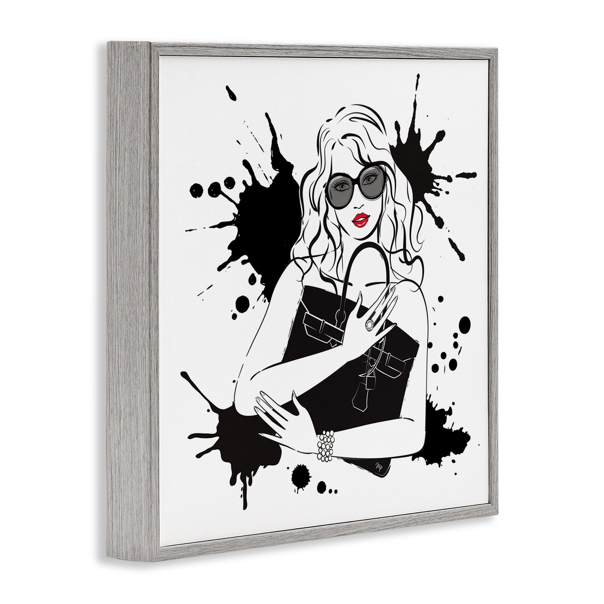 Stupell Industries Black Bag Elegance & Glamour Gray Framed Giclee Art, design by Martina Pavlova