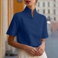 thumbnail image 5 of TGSLY Stand Collar Tops for Women Lightweight Soft Split V Neck Short Sleeve Shirts Dressy Casual Solid Color Business Blouses M, 5 of 8