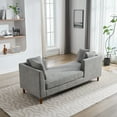 thumbnail image 5 of 77.95" Wide Modern Double-Sided Upholstered Chaise Lounge Indoor,Chenille Fabric Sleeper Sofa Couch with 4 Throw Pillows, Daybed with Rubberwood Legs for Living Room, Bedroom, Apartment (Grey), 5 of 11