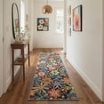 thumbnail image 4 of DEORAB Floral 5x7 Living Room Area Rug, Soft Washable Rugs for Bedroom, Non Slip Ultra Thin Non Slip Rug Botanical Stain Resistant Floor Carpet for Dining Room Home Office, Blue, 4 of 5