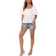 thumbnail image 2 of INSPIRAR CHIC Mariposa con lazo para la parte posterior de la blusa de manga abullonada de mujer, blusa peplum de cuello cuadrado casual L blanca, 2 of 6