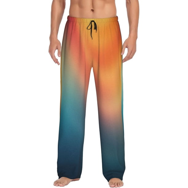 Balery yellow orange and teal Pantalones de pijama para hombre, pijama ultraligero, pantalón de descanso-3X-Large