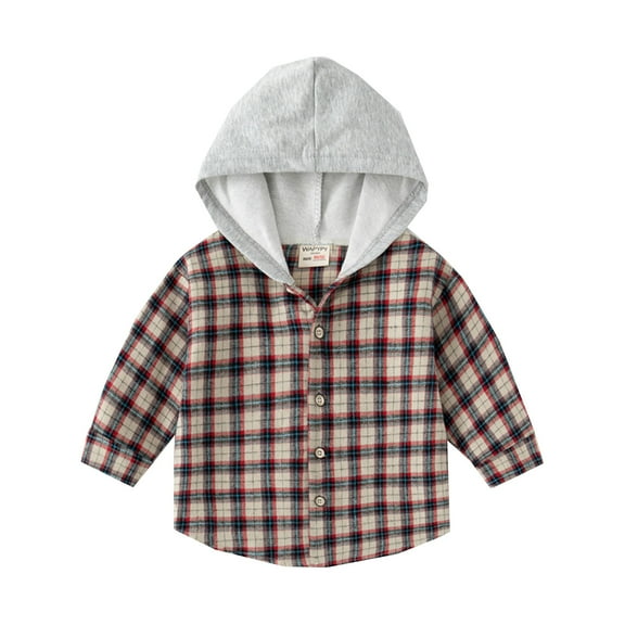 UACY Baby Boys and Toddler Boys Button Down Shirt Toddler Boys Long Sleeve Fashionable Winter Autumn Hoodie Shirt Tops Coat Outwear for Babys Clothes Plaid Yellow Black