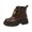 Brown, variant on Chunky Platform Combat Boots Daily Office Commuting, Lace Up Foldover Flap Booties Autumn Casual Strolling, Comfortable Low Heel Shoes Holiday Travel Wearing, Flexible Lightweight Footwear, Black 8