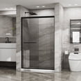 thumbnail image 7 of Goodyo Double Sliding Glass Shower Door - 48" W x 72" H Aluminum Frame with SGCC Tempered Glass, Stainless Steel Hardware, Matte Black Finish, Reversible Sliding Design for Easy Installation, 7 of 7