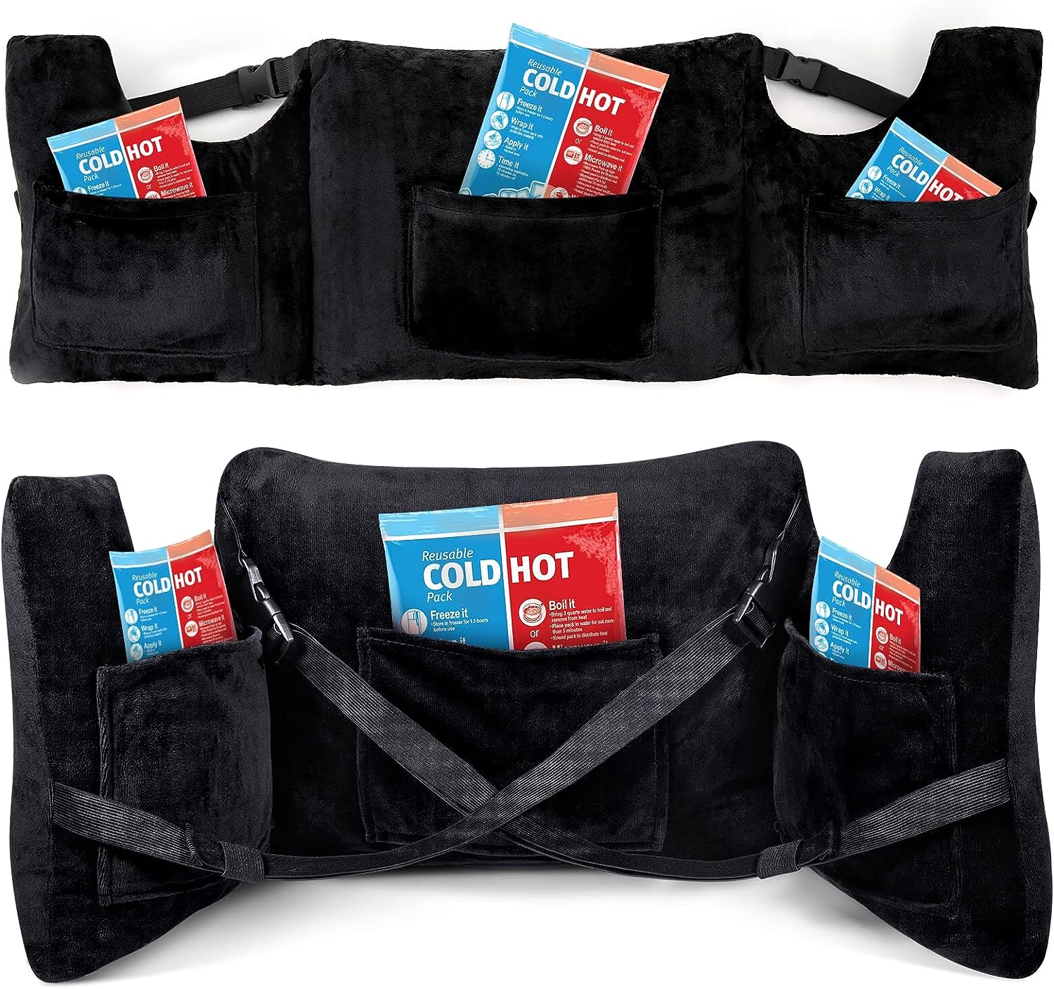 Cooltop Post Mastectomy Pillow for Recovery 4 Pockets Breast Surgery Healing, Pure Black