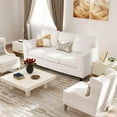 thumbnail image 5 of Resenkos Upholstered Teddy Velvet 3-Seat Sofa with Comfy Back Pillows-White, 5 of 10