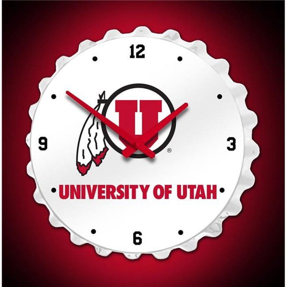 Grimm Industries UT-540-01 Team Spirit Bottle Cap Wall Clock - Utah Primary Logo, Red, Black & Gray